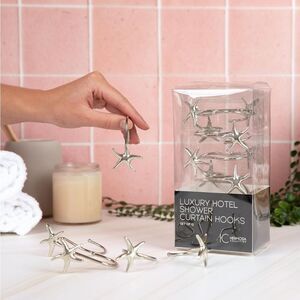 Luxury Silver Starfish Shower Curtain Hooks